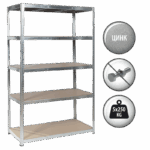 Метален стелаж Carmen CR-1012 E - 180х120х60 см, до 250 кг на рафт - цинк - Image 2