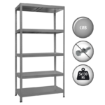 Метален стелаж HARD 180x100x40 см, до 130 кг на рафт  - сив - Image 3